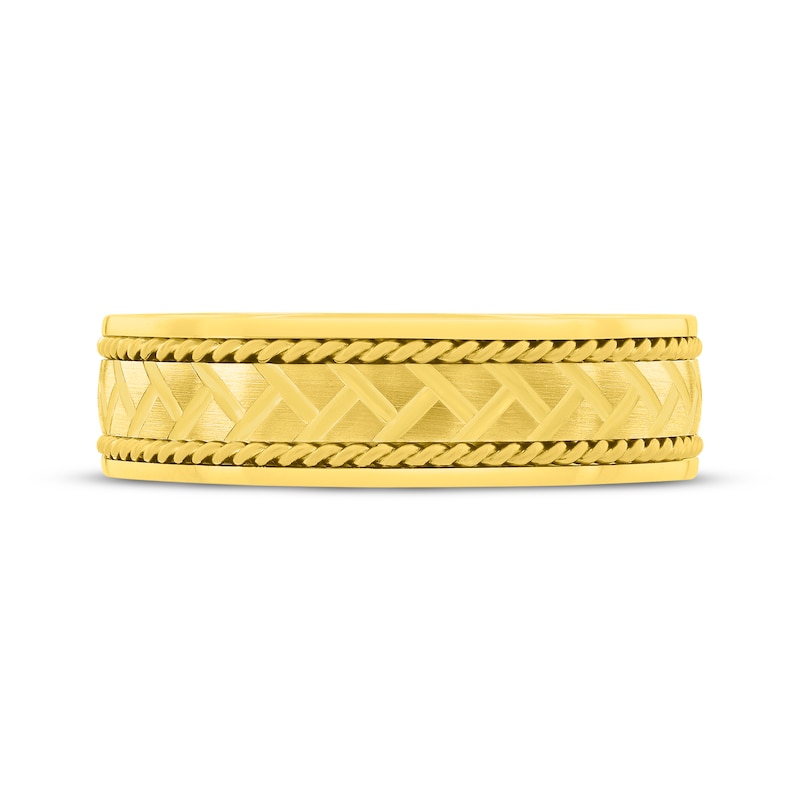 Main Image 3 of Adore Patterned & Rope-Edged Wedding Band 10K Yellow Gold 6mm