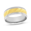 Thumbnail Image 1 of Adore Diagonal Pattern Wedding Band 10K Two-Tone Gold 8mm