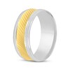 Thumbnail Image 2 of Adore Diagonal Pattern Wedding Band 10K Two-Tone Gold 8mm