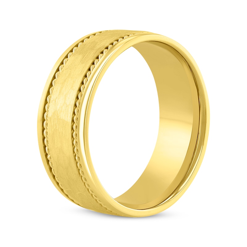 Main Image 2 of Adore Hammered & Rope-Edged Wedding Band 10K Yellow Gold 8mm