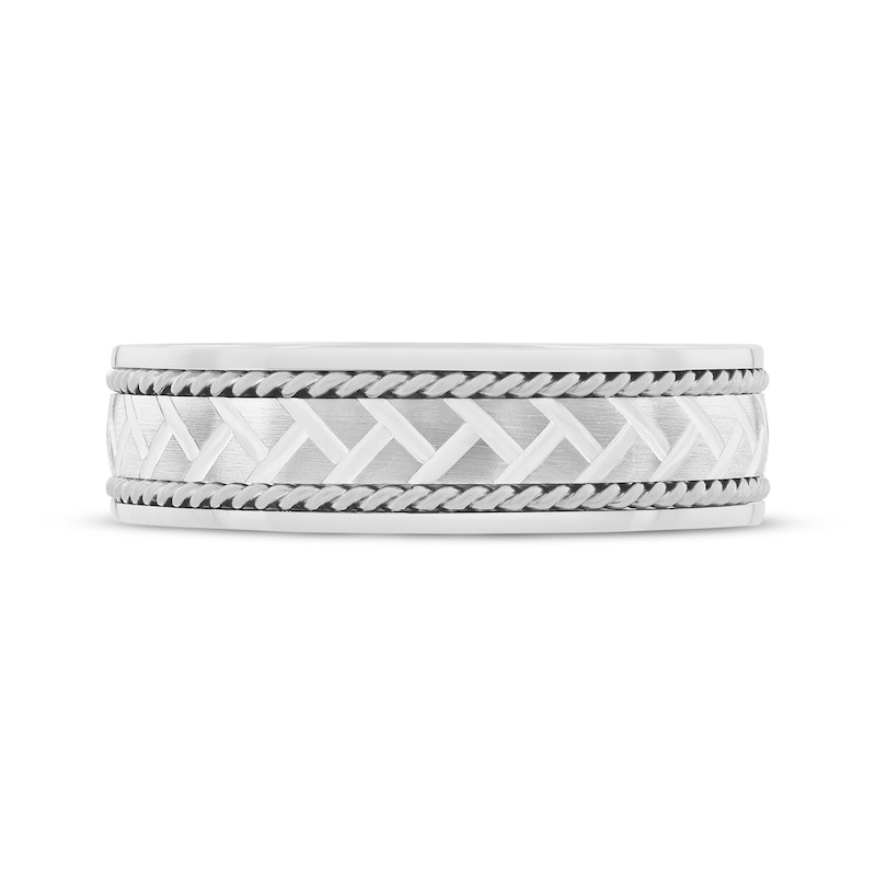 Main Image 3 of Adore Patterned & Rope-Edged Wedding Band 10K White Gold 6mm