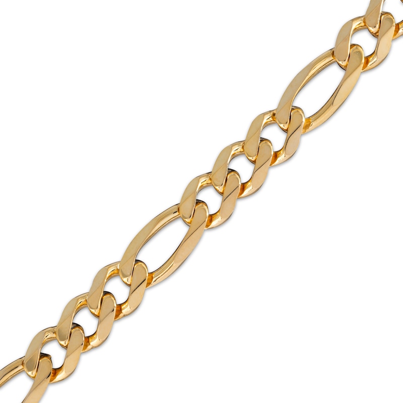 Main Image 2 of Solid Diamond-Cut Figaro Chain Bracelet 7.8mm 10K Yellow Gold 8.5&quot;