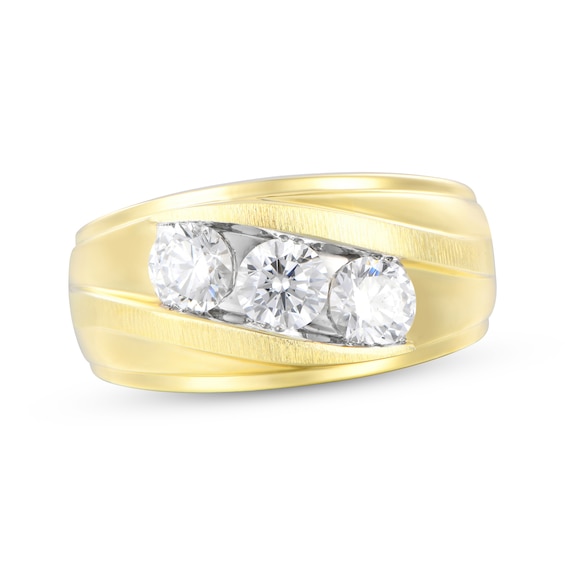 Men's Adore Lab-Grown Diamonds Three-Stone Wedding Band 1-1/2 ct tw 14K Yellow Gold