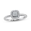 Thumbnail Image 1 of Multi-Diamond Cushion Halo Twist Promise Ring 1/6 ct tw 10K White Gold