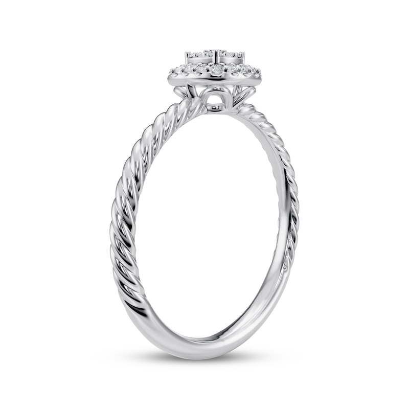 Main Image 2 of Multi-Diamond Cushion Halo Twist Promise Ring 1/6 ct tw 10K White Gold