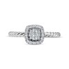 Thumbnail Image 3 of Multi-Diamond Cushion Halo Twist Promise Ring 1/6 ct tw 10K White Gold