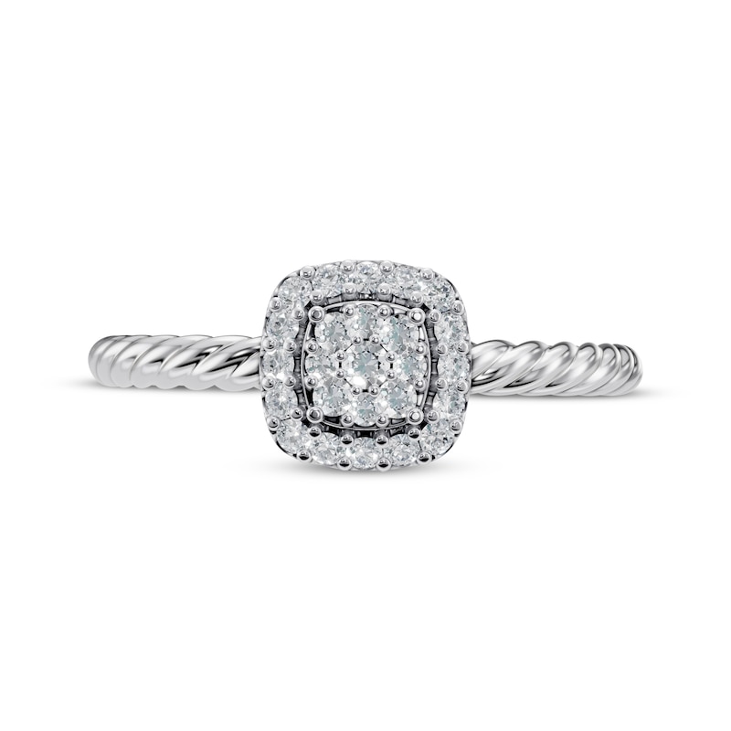 Main Image 3 of Multi-Diamond Cushion Halo Twist Promise Ring 1/6 ct tw 10K White Gold