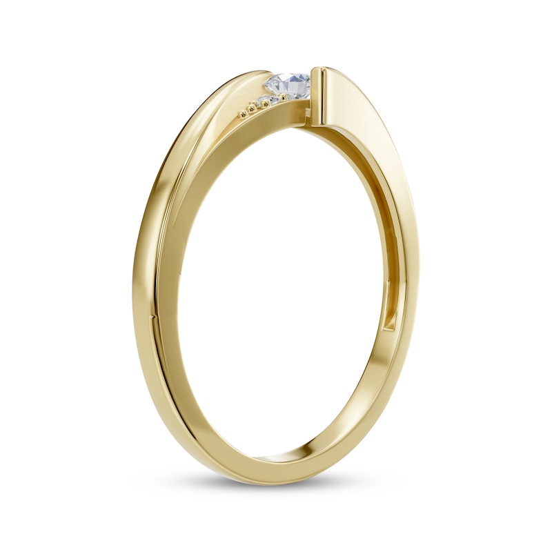 Main Image 2 of Diamond Bypass Three-Stone Promise Ring 1/8 ct tw 10K Yellow Gold