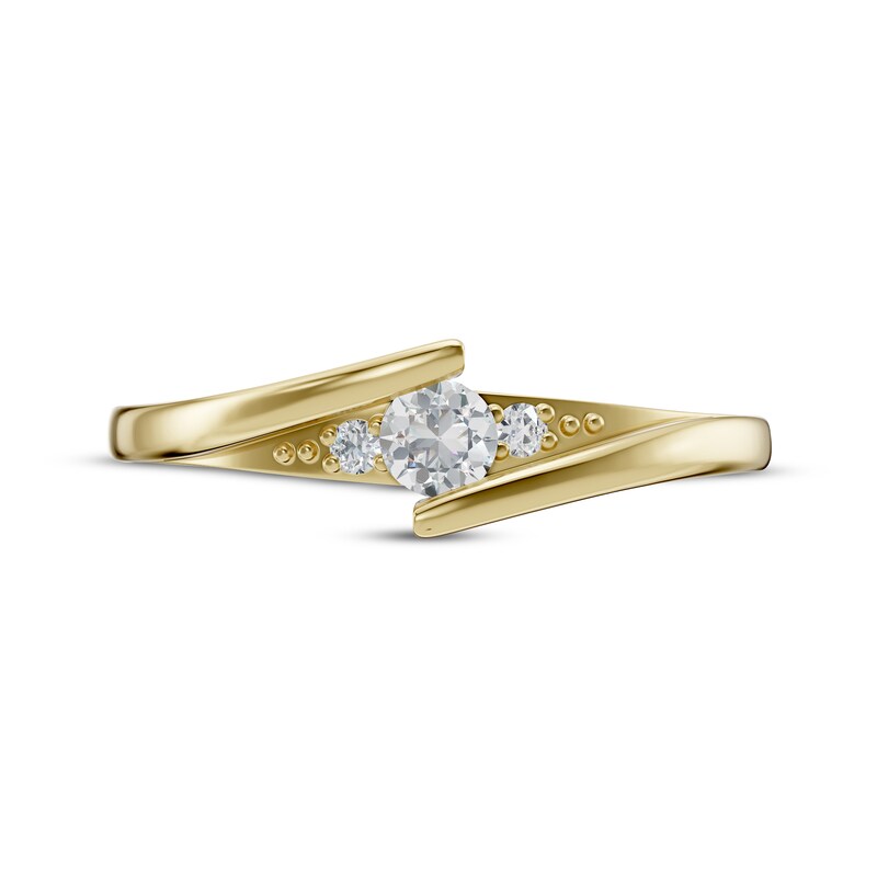 Main Image 3 of Diamond Bypass Three-Stone Promise Ring 1/8 ct tw 10K Yellow Gold
