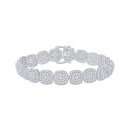 Multi-Diamond Cushion Link Bracelet 5 ct tw 10K White Gold 7"