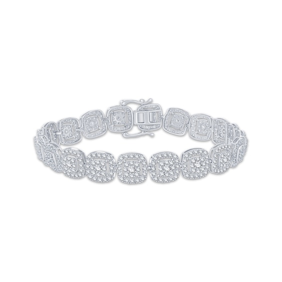 Multi-Diamond Cushion Link Bracelet 5 ct tw 10K White Gold 7"