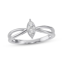 Multi-Diamond Marquise-Shaped Ring 1/6 ct tw 10K White Gold