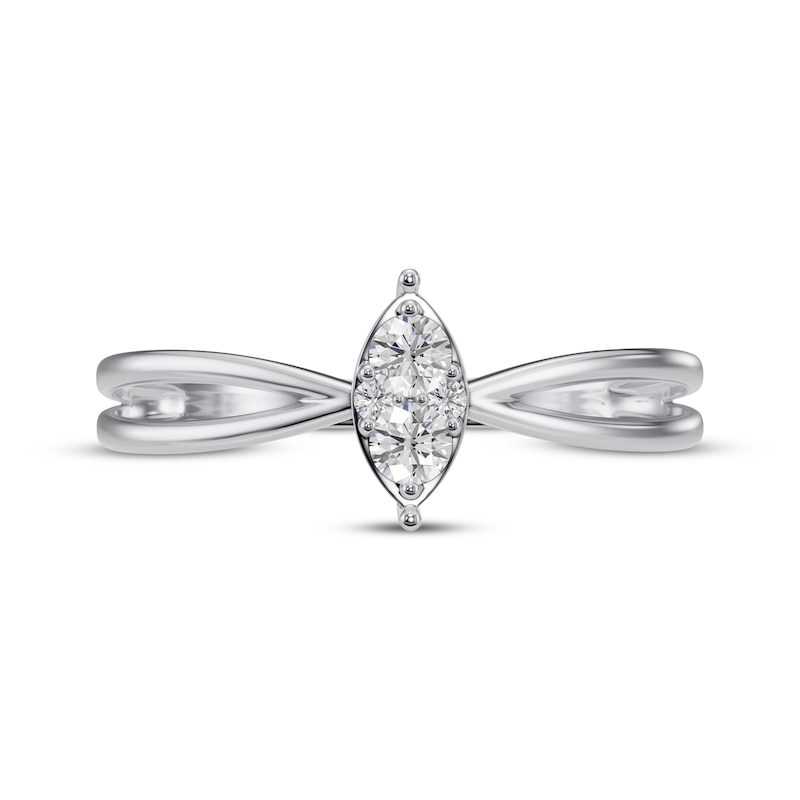 Main Image 3 of Multi-Diamond Marquise-Shaped Ring 1/6 ct tw 10K White Gold