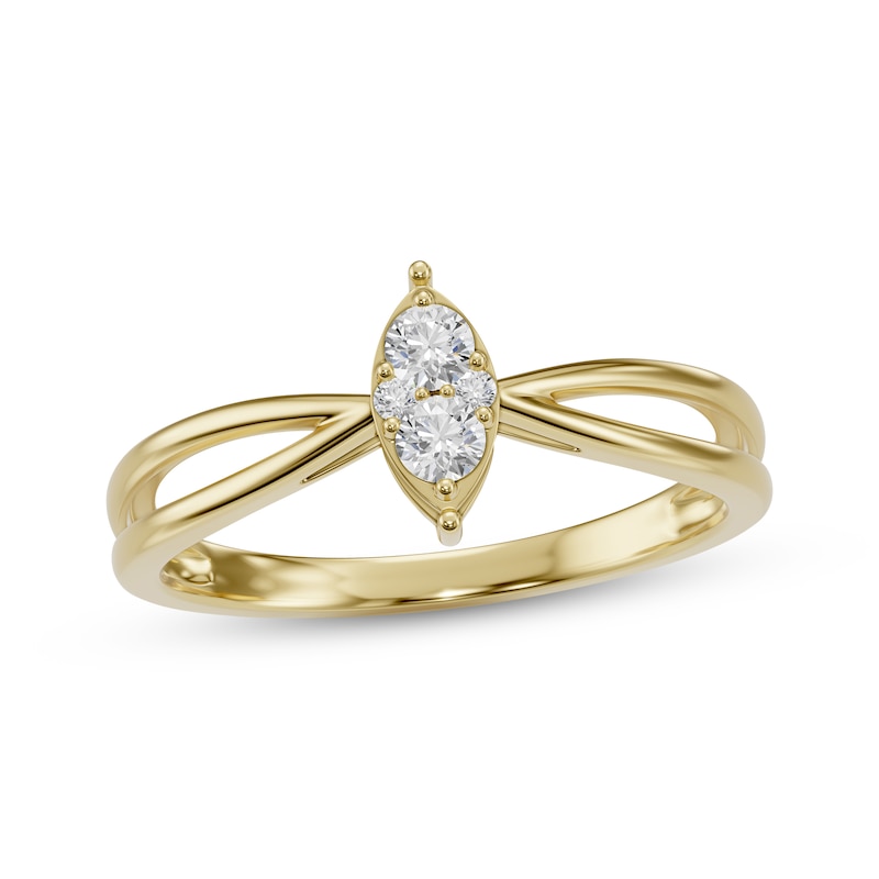 Main Image 1 of Multi-Diamond Marquise-Shaped Ring 1/6 ct tw 10K Yellow Gold