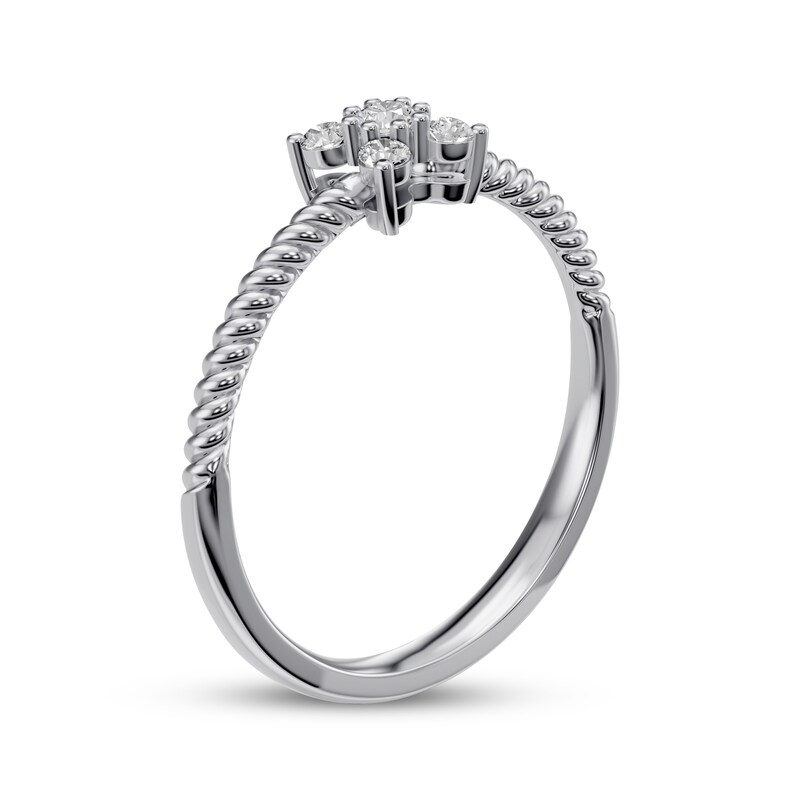 Main Image 2 of Diamond Five-Stone Flower Ring 1/8 ct tw 10K White Gold