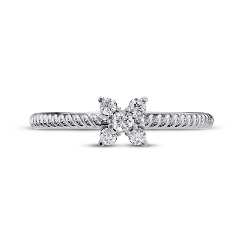 Main Image 3 of Diamond Five-Stone Flower Ring 1/8 ct tw 10K White Gold
