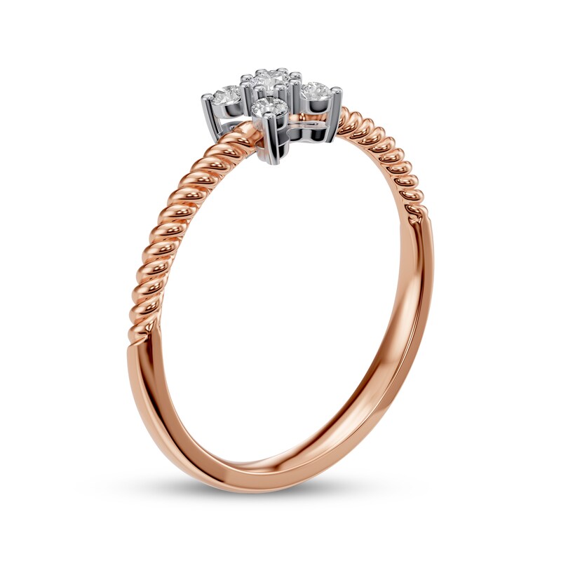 Main Image 2 of Diamond Five-Stone Flower Ring 1/8 ct tw 10K Rose Gold