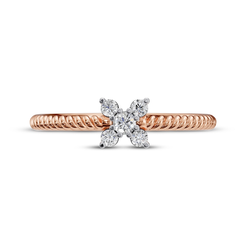 Main Image 3 of Diamond Five-Stone Flower Ring 1/8 ct tw 10K Rose Gold
