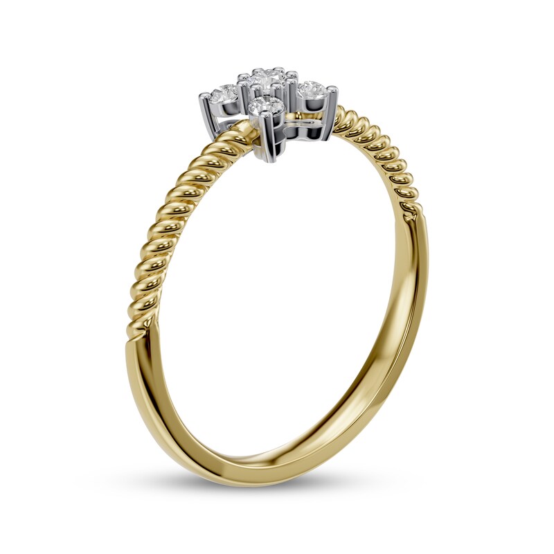 Main Image 2 of Diamond Five-Stone Flower Ring 1/8 ct tw 10K Yellow Gold