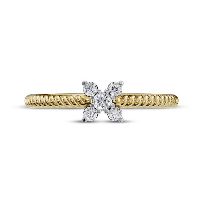 Main Image 3 of Diamond Five-Stone Flower Ring 1/8 ct tw 10K Yellow Gold
