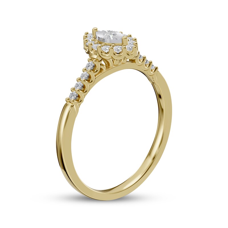 Main Image 2 of Multi-Diamond Marquise Frame Ring 1/5 ct tw 10K Yellow Gold