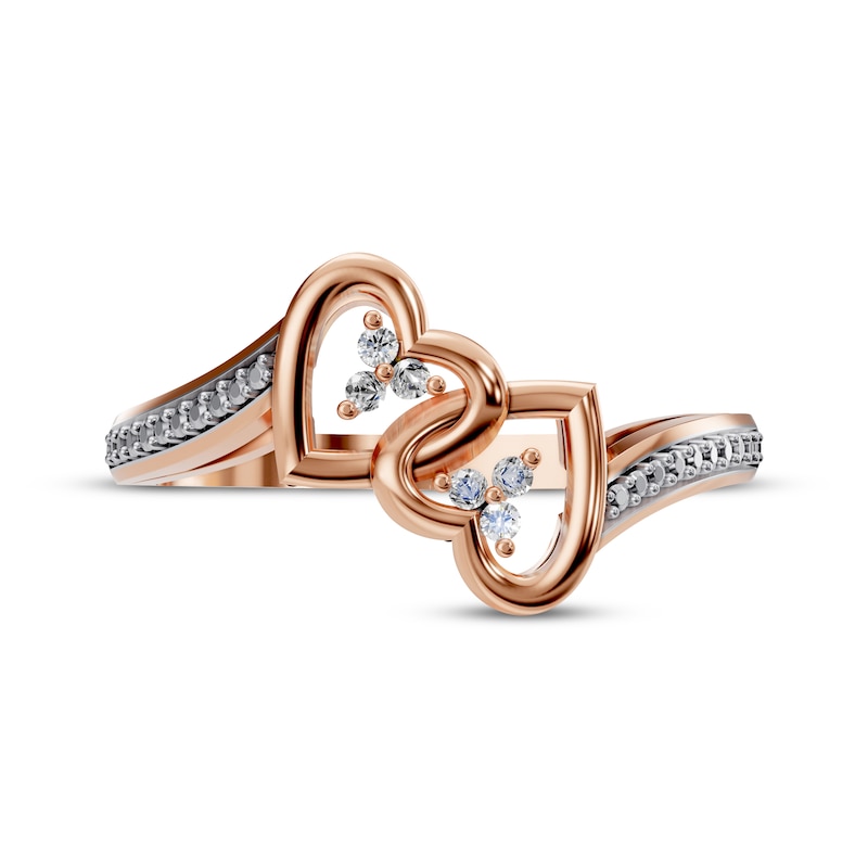 Main Image 3 of Diamond Linked Hearts Ring 1/20 ct tw 10K Rose Gold