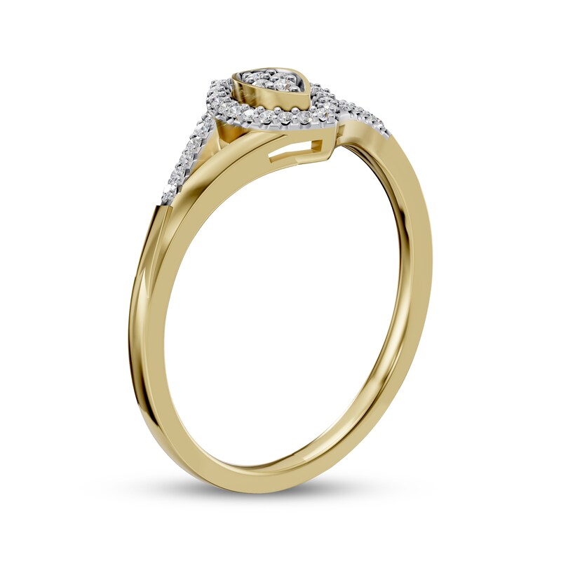 Main Image 2 of Multi-Diamond Marquise-Shaped Frame Ring 1/8 ct tw 10K Yellow Gold