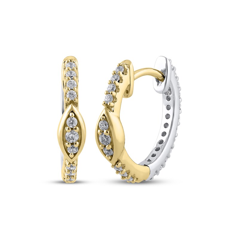 Main Image 1 of Diamond Marquise Center Reversible Hoop Earrings 1/3 ct tw 10K Two-Tone Gold