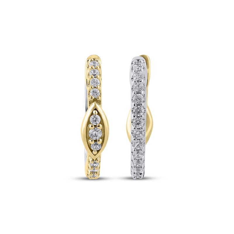 Main Image 2 of Diamond Marquise Center Reversible Hoop Earrings 1/3 ct tw 10K Two-Tone Gold