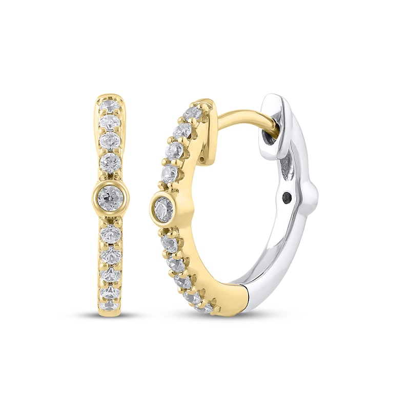 Main Image 1 of Diamond Reversible Hoop Earrings 1/5 ct tw 10K Two-Tone Gold