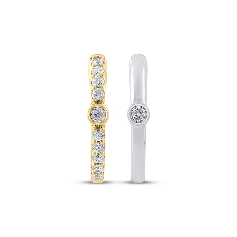 Main Image 2 of Diamond Reversible Hoop Earrings 1/5 ct tw 10K Two-Tone Gold