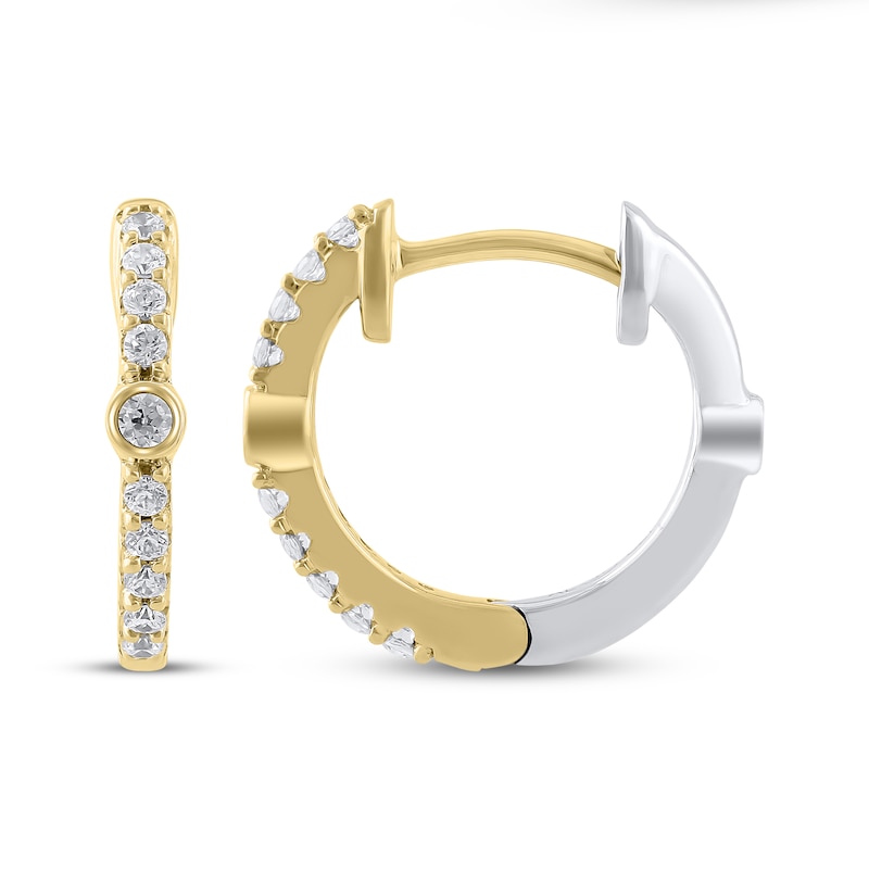 Main Image 3 of Diamond Reversible Hoop Earrings 1/5 ct tw 10K Two-Tone Gold