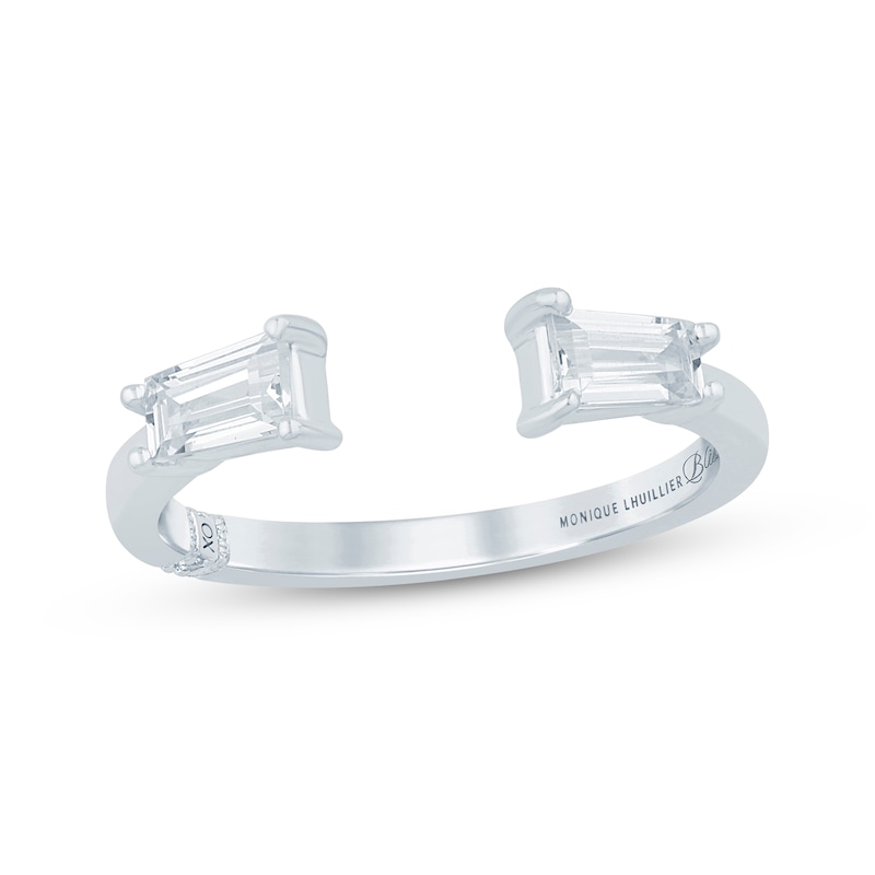 Main Image 1 of Monique Lhuillier Bliss Baguette-Cut Lab-Grown Diamond Open Shank Wedding Band 1/2 ct tw 18K White Gold