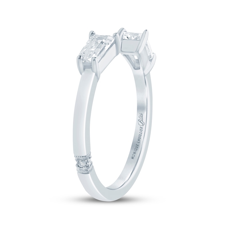 Main Image 2 of Monique Lhuillier Bliss Baguette-Cut Lab-Grown Diamond Open Shank Wedding Band 1/2 ct tw 18K White Gold
