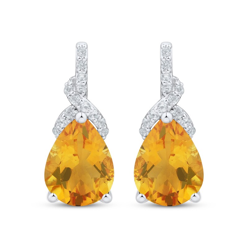 Main Image 2 of Citrine & White Lab-Created Sapphire Drop Earrings Sterling Silver
