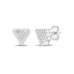 Men's Multi-Diamond Triangle Stud Earrings 1/3 ct tw 10K White Gold