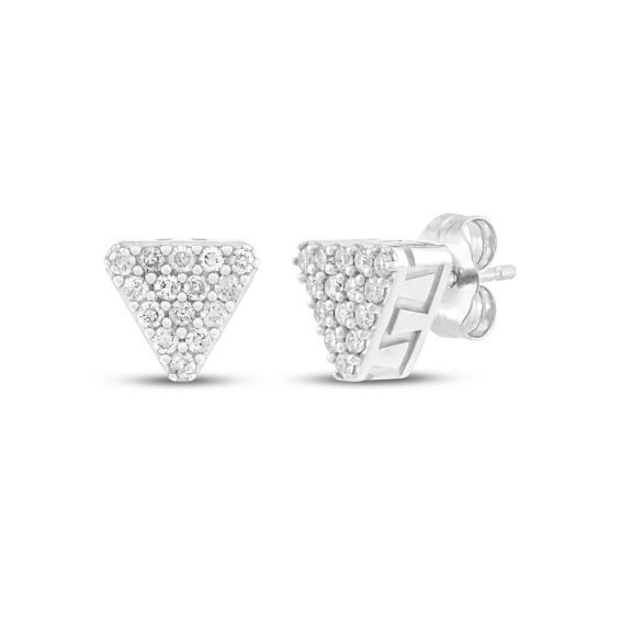 Men's Multi-Diamond Triangle Stud Earrings 1/3 ct tw 10K White Gold