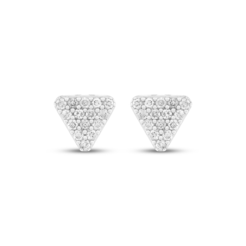 Main Image 2 of Men's Multi-Diamond Triangle Stud Earrings 1/3 ct tw 10K White Gold