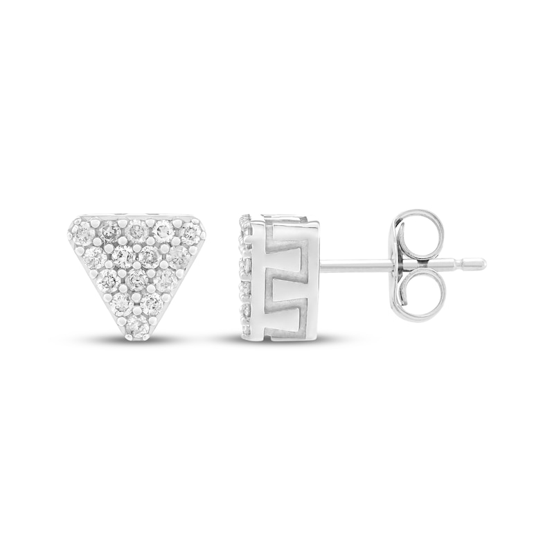 Main Image 3 of Men's Multi-Diamond Triangle Stud Earrings 1/3 ct tw 10K White Gold