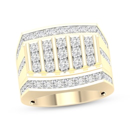 Men's Lab-Grown Diamond Five-Row Ring 2-1/2 ct tw 10K Yellow Gold