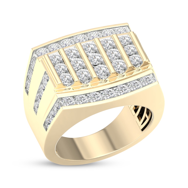 Main Image 2 of Men's Lab-Grown Diamond Five-Row Ring 2-1/2 ct tw 10K Yellow Gold