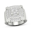 Thumbnail Image 1 of Men's Square-Cut Lab-Grown Diamond Double Cushion Halo Ring 2 ct tw 10K White Gold