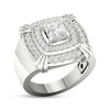 Thumbnail Image 2 of Men's Square-Cut Lab-Grown Diamond Double Cushion Halo Ring 2 ct tw 10K White Gold