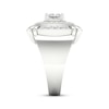Thumbnail Image 3 of Men's Square-Cut Lab-Grown Diamond Double Cushion Halo Ring 2 ct tw 10K White Gold