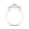 Thumbnail Image 4 of Men's Square-Cut Lab-Grown Diamond Double Cushion Halo Ring 2 ct tw 10K White Gold