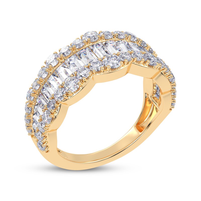 Main Image 2 of KAY Lab-Grown Diamonds Baguette & Round-Cut Scalloped Ring 1-1/2 ct tw 14K Yellow Gold