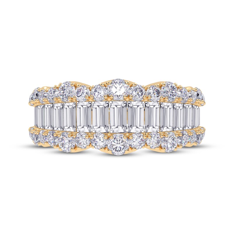 Main Image 3 of KAY Lab-Grown Diamonds Baguette & Round-Cut Scalloped Ring 1-1/2 ct tw 14K Yellow Gold