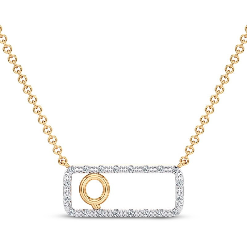 Main Image 1 of Diamond Q Initial Rectangle Necklace 1/10 ct tw 10K Yellow Gold 18&quot;