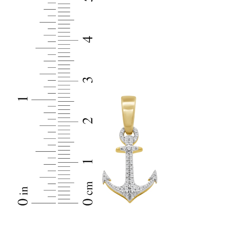Main Image 2 of Men's Diamond Anchor Charm 1/10 ct tw 10K Yellow Gold