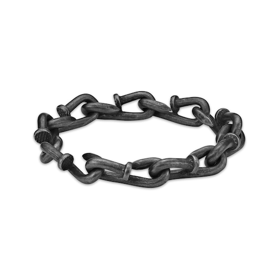 Men's Antique-Finish Nail Link Bracelet Stainless Steel 8.75"